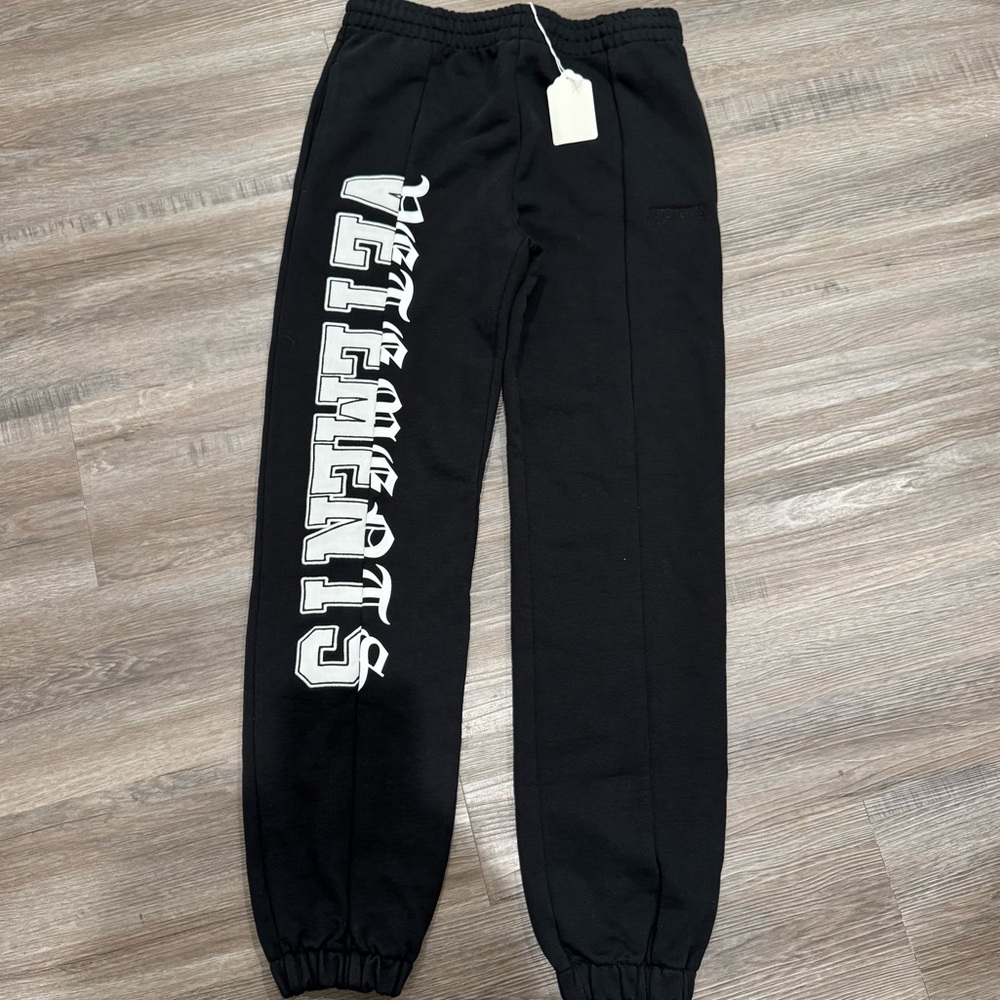 Vetements Cut Up Logo Zip-Up Spell Out Black White Sweatpants Joggers